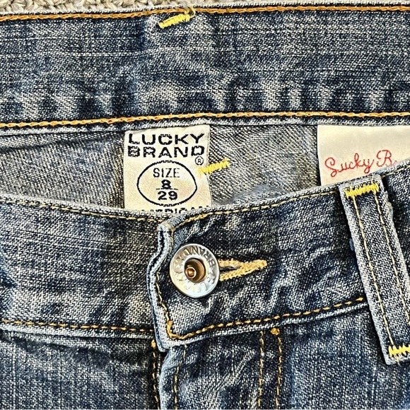 Lucky Brand Dungarees Skylo Flare Jeans Womens 8 Blue Distressed Denim - Picture 4 of 15